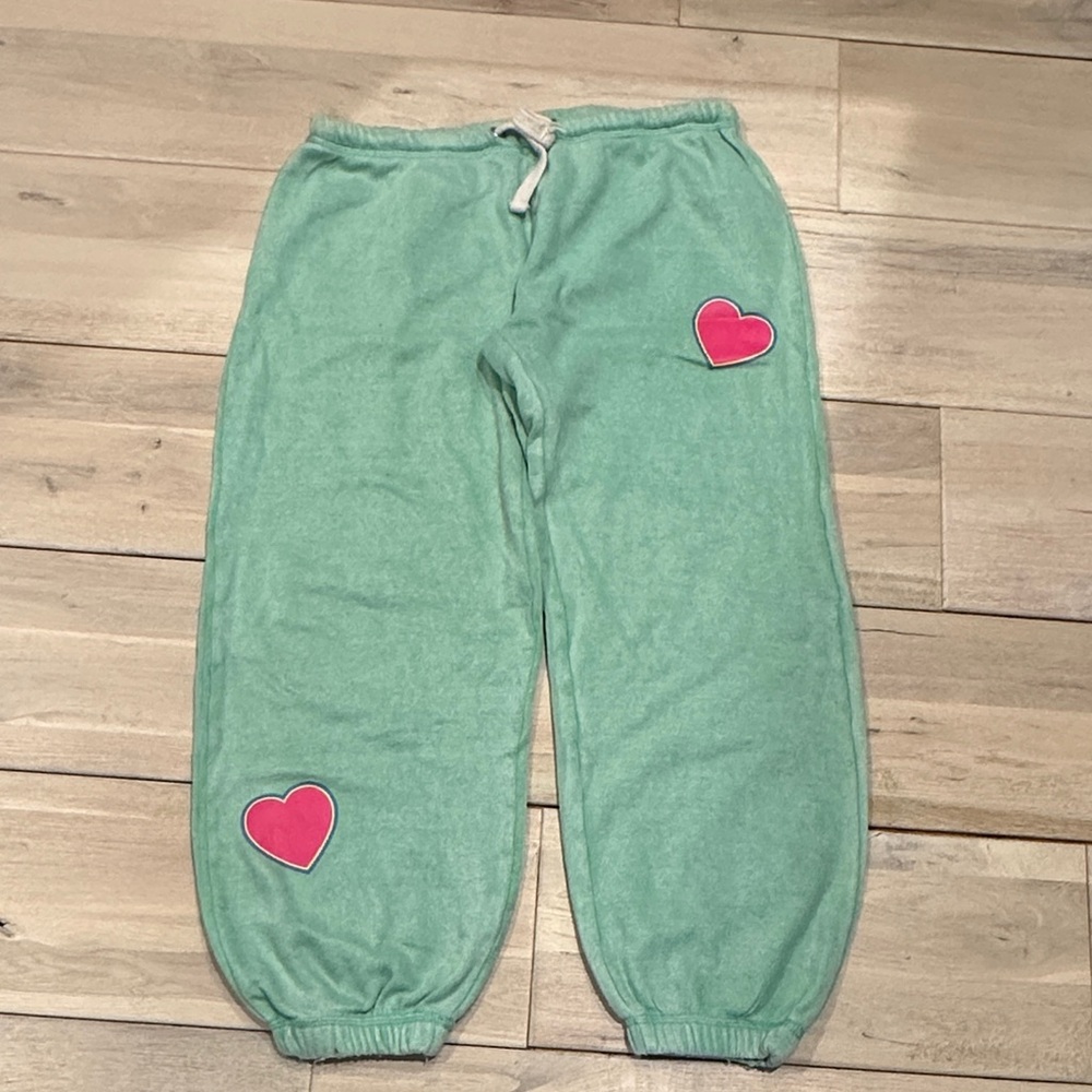 Vintage Havana Kids Girls Mint Green Joggers with Pink Heart Details